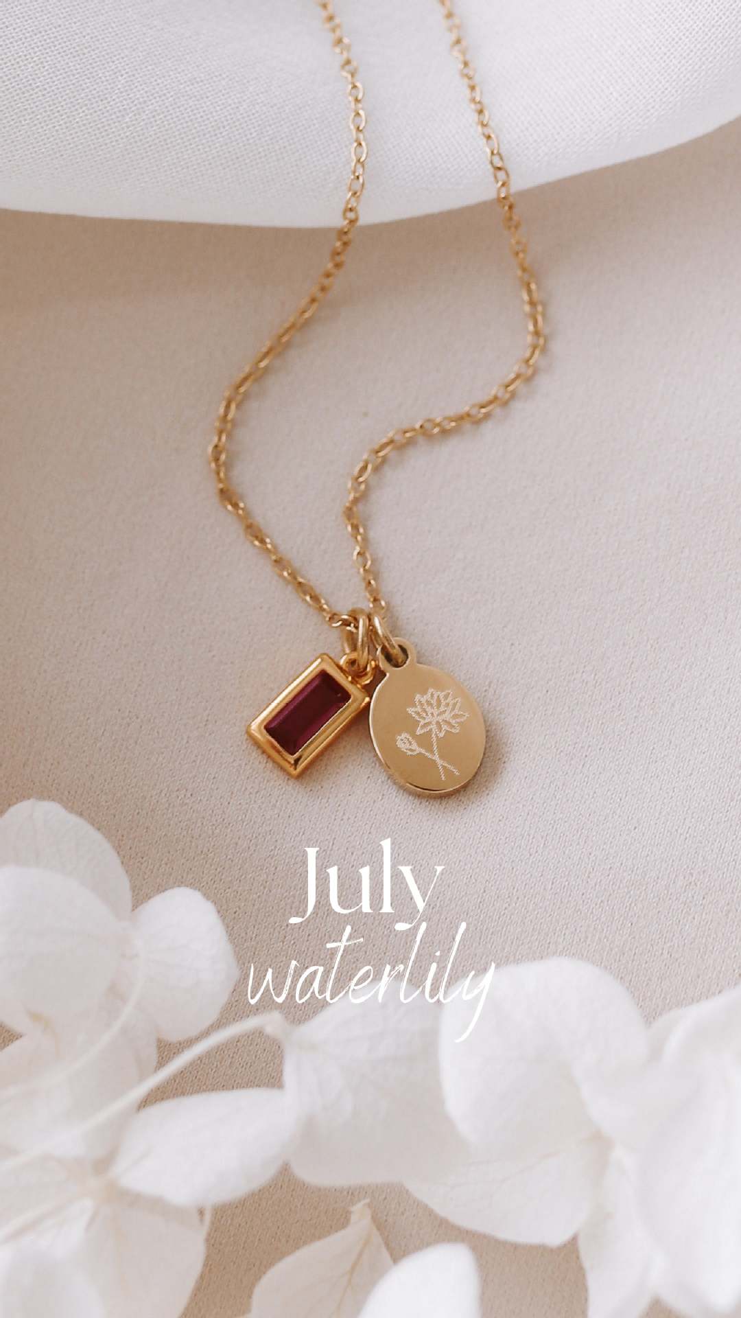 Birth Flower Necklace with Birthstone, Personalized Jewelry for Her, Moms Birthday Gift, Birthstone Jewelry, Flower Pendant Gift