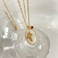 Retro Flower Oval Real Shell Necklace with Birthstone - Elegant Clavicle Chain