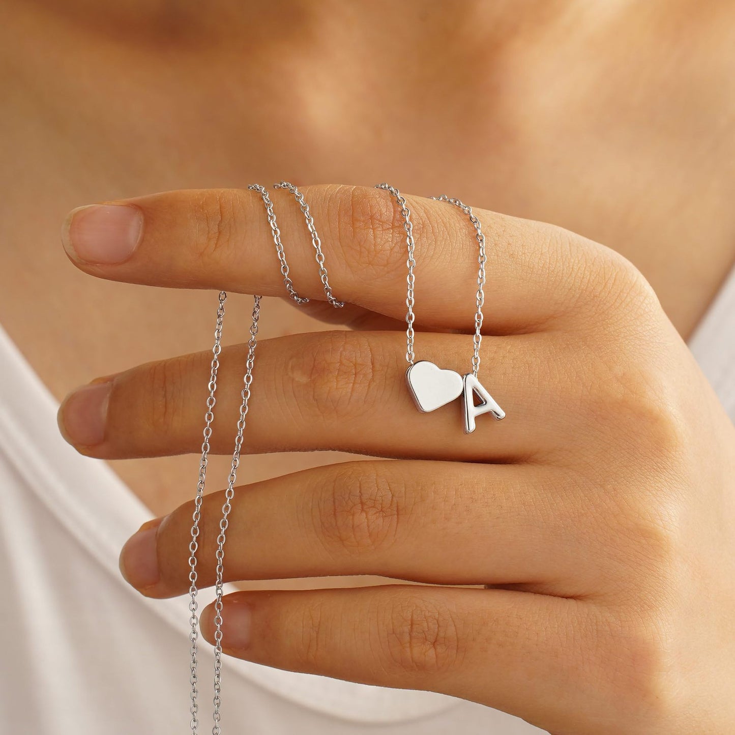 14K Gold Heart Initial Necklace, Love Letter Pendant, Personalized Name Jewelry, Meaningful Gift for Mom, Initial Necklace