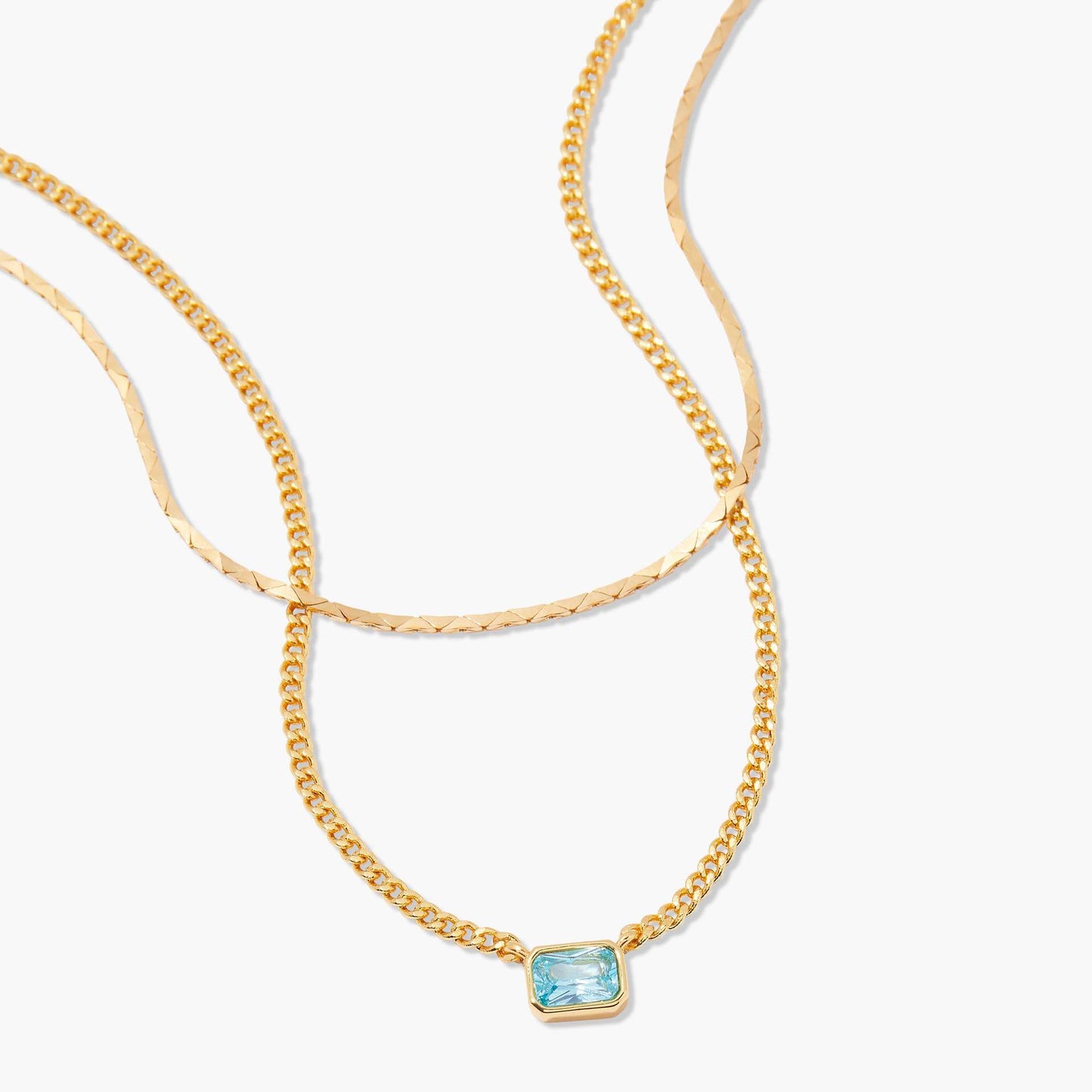 18K Gold Birthstone Pendant Necklace, Duo Layered Gemstone Jewelry, Custom Birthstone Charm, Elegant Gift for Her