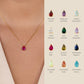 Pear Drop Zircon Birthstone Necklace  18K Gold Plated Titanium Steel