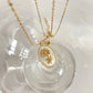 Retro Flower Oval Real Shell Necklace with Birthstone - Elegant Clavicle Chain