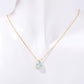 Pear Drop Zircon Birthstone Necklace  18K Gold Plated Titanium Steel