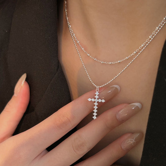 S925 Sterling Silver Cross Necklace for Women - Simple & Versatile Clavicle Chain
