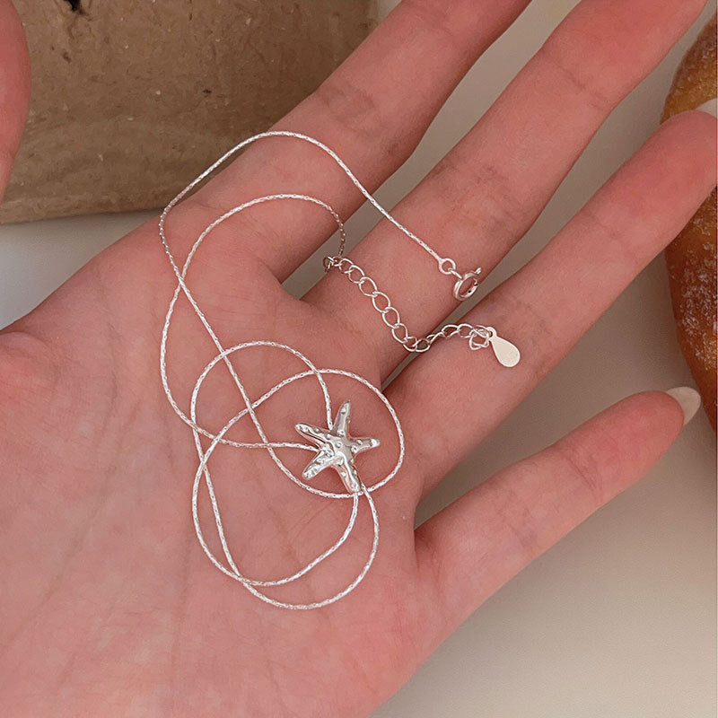 S925 Sterling Silver Minimalist Starfish Necklace - Versatile Women's Choker