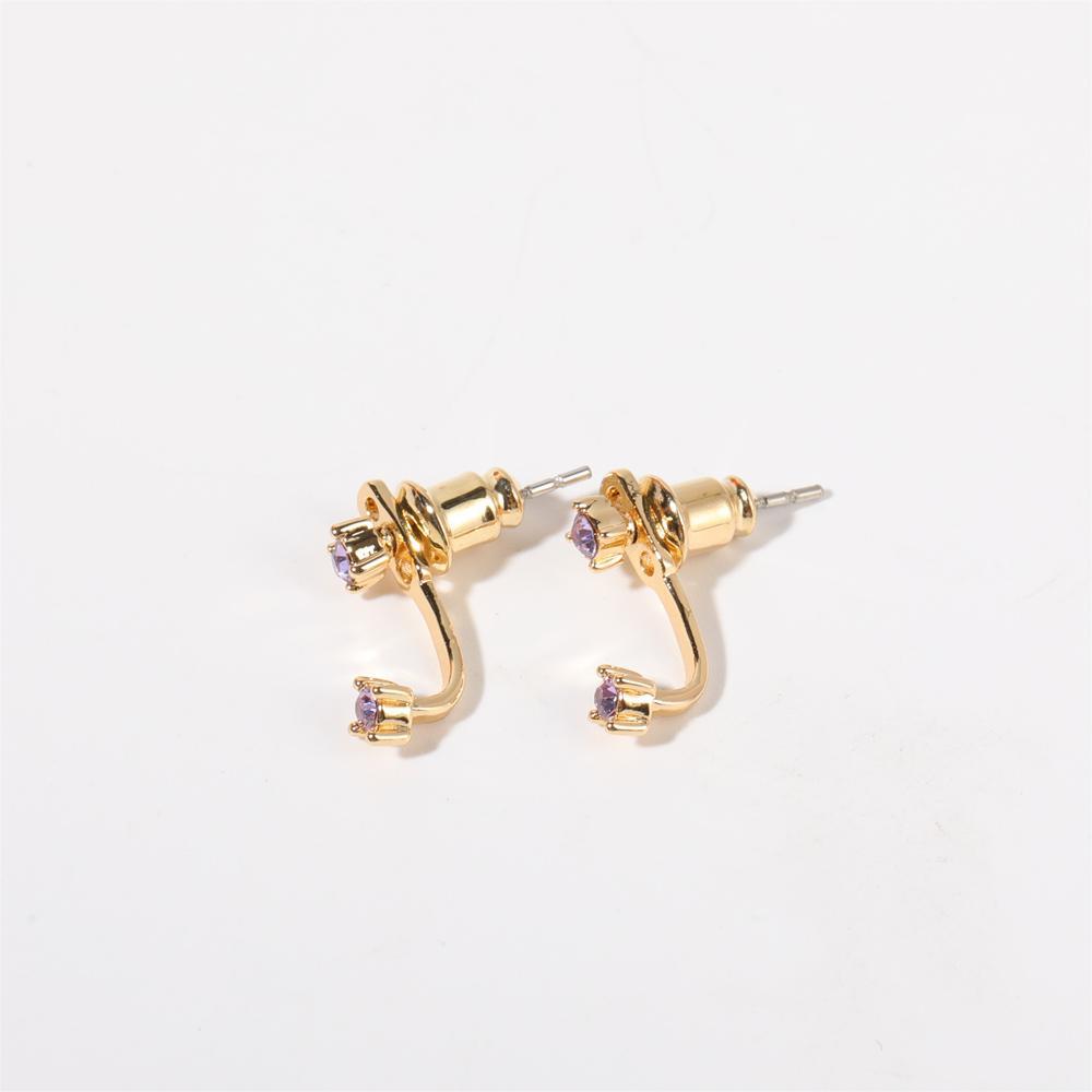 Stunning U-Shaped 12 Birthstone Stud Earrings - 18K Gold Plated Copper Gift