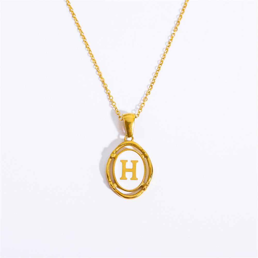 26 Letter Initial Pendant Necklace - Gold-Plated O-Shaped Chain