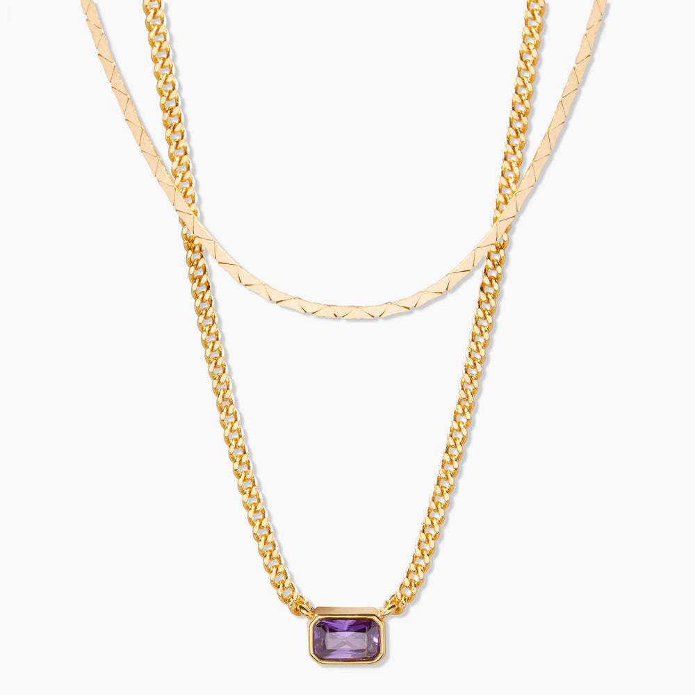 18K Gold Birthstone Pendant Necklace, Duo Layered Gemstone Jewelry, Custom Birthstone Charm, Elegant Gift for Her