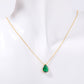 Pear Drop Zircon Birthstone Necklace  18K Gold Plated Titanium Steel