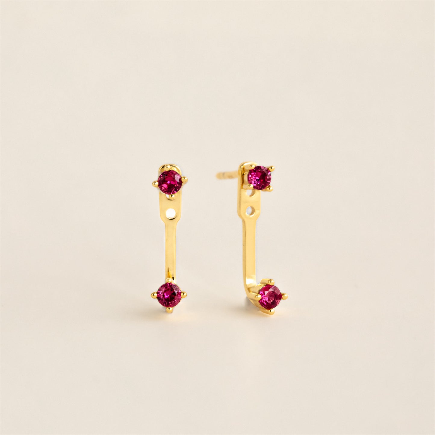 Stunning U-Shaped 12 Birthstone Stud Earrings - 18K Gold Plated Copper Gift
