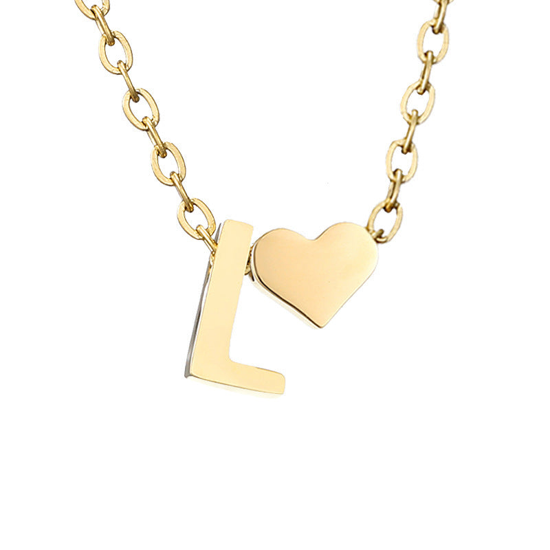 14K Gold Heart Initial Necklace, Love Letter Pendant, Personalized Name Jewelry, Meaningful Gift for Mom, Initial Necklace