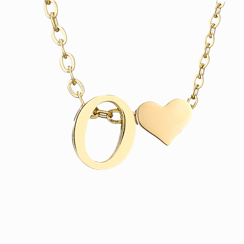 14K Gold Heart Initial Necklace, Love Letter Pendant, Personalized Name Jewelry, Meaningful Gift for Mom, Initial Necklace