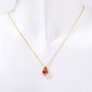Pear Drop Zircon Birthstone Necklace  18K Gold Plated Titanium Steel