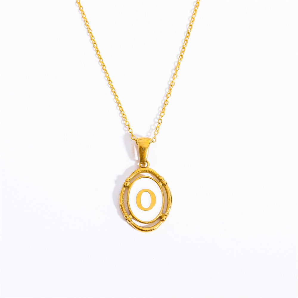 26 Letter Initial Pendant Necklace - Gold-Plated O-Shaped Chain