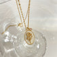 Retro Flower Oval Real Shell Necklace with Birthstone - Elegant Clavicle Chain