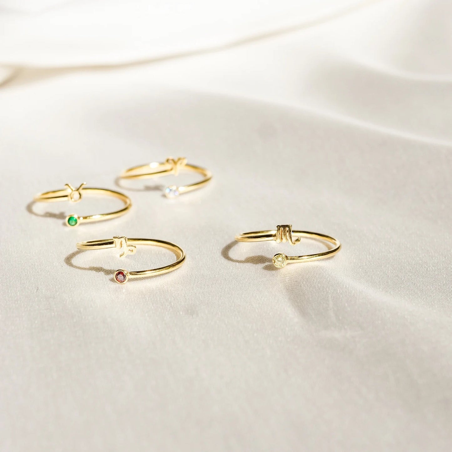 Zodiac Birthstone Ring, Adjustable Open Ring for Women, 18K Gold Plated, Zircon Inlaid, 12 Constellations, Unique Gift