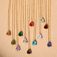 Pear Drop Zircon Birthstone Necklace  18K Gold Plated Titanium Steel