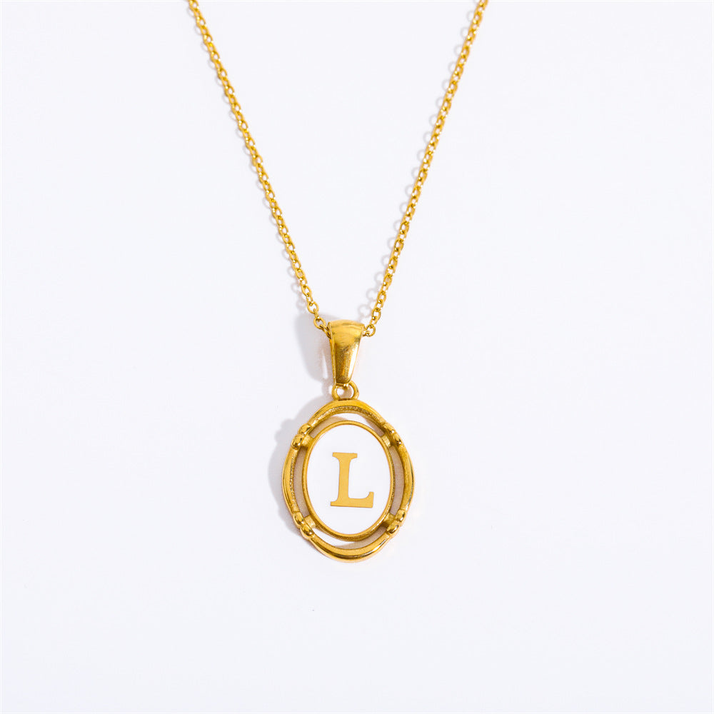 26 Letter Initial Pendant Necklace - Gold-Plated O-Shaped Chain
