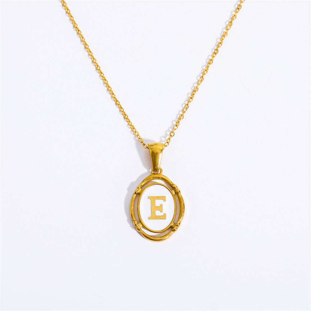 26 Letter Initial Pendant Necklace - Gold-Plated O-Shaped Chain