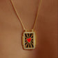 Retro Style Tarot Card Necklace - Sun Moon Star Design - Copper & Gemstone