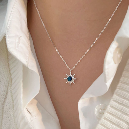 S925 Sterling Silver Six-Pointed Star Necklace -  Fashion Clavicle Chain