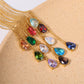 Pear Drop Zircon Birthstone Necklace  18K Gold Plated Titanium Steel