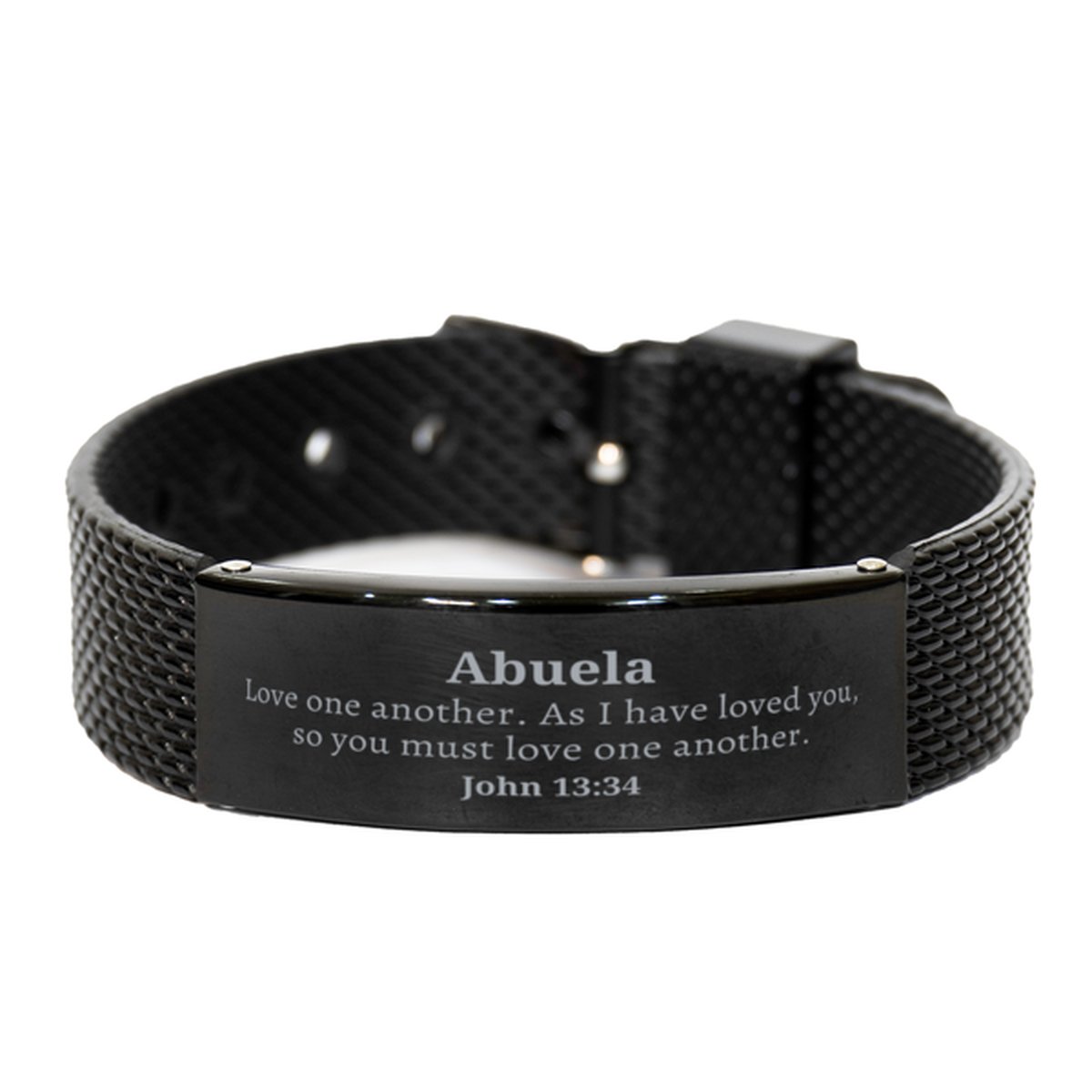 abuela black shark mesh bracelet engraved love inspirational gift for christmas mothers day veterans day