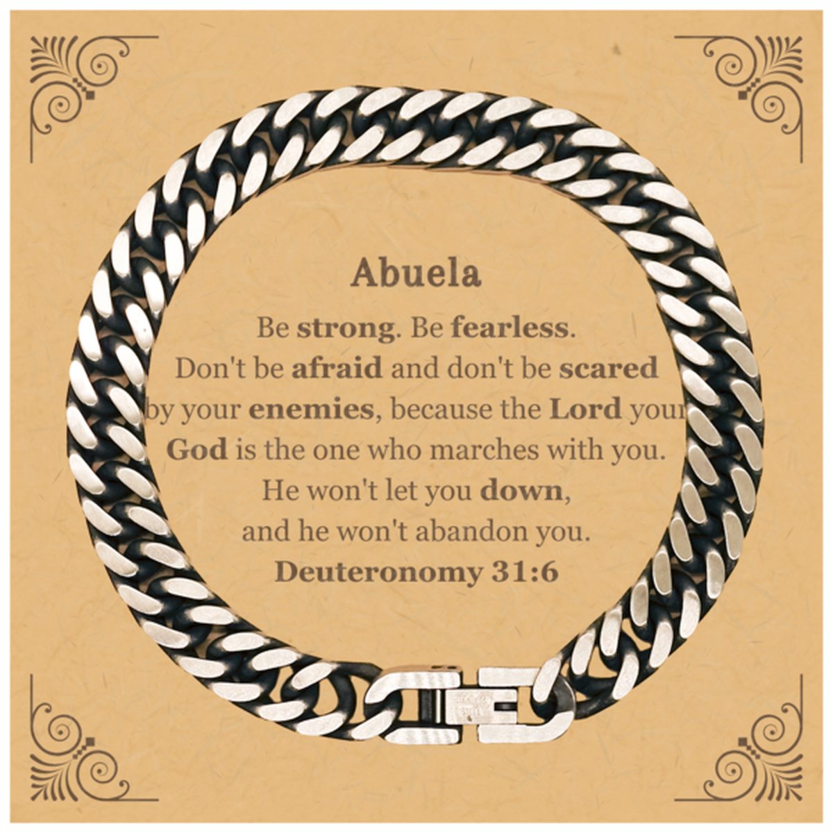 abuela cuban link chain bracelet engraved confidence jewelry for grandmother birthday gift
