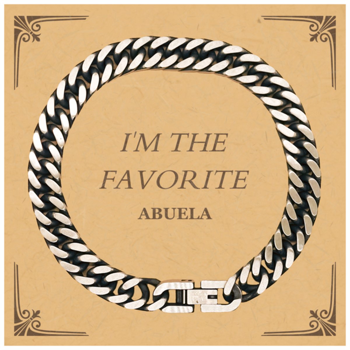 abuela cuban link chain bracelet im the favorite unique gift for grandmother birthday mothers day hope and love confidence engraved jewelry 10mm width 14k gold plated family keepsake christmas holidays graduation veterans day easter mothe