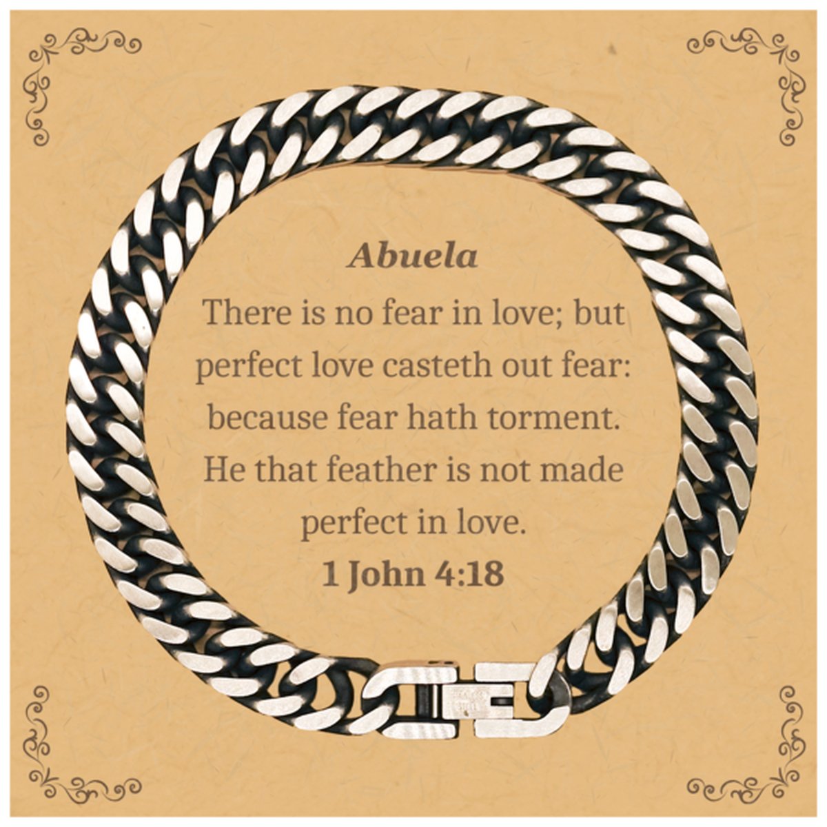 abuela cuban link chain bracelet perfect love casteth out fear inspirational gift for christmas and birthday