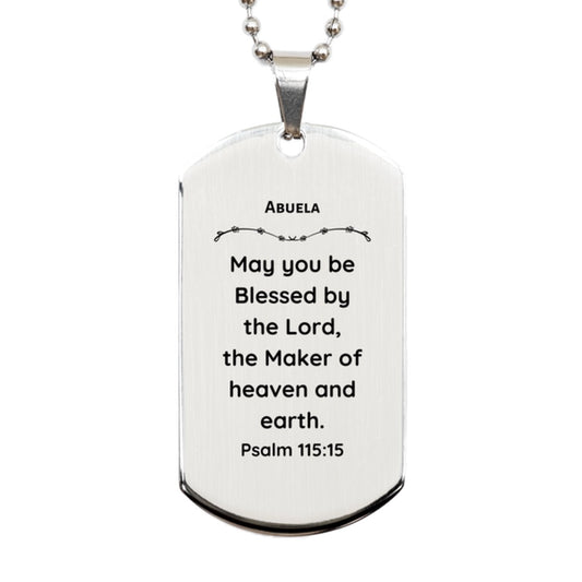 abuela engraved silver dog tag blessings from psalm 115 15 gift for birthday christmas and graduation unique inspirational jewelry for grandmothers