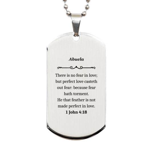 abuela silver dog tag engraved with perfect love no fear inspirational gift for christmas and graduation