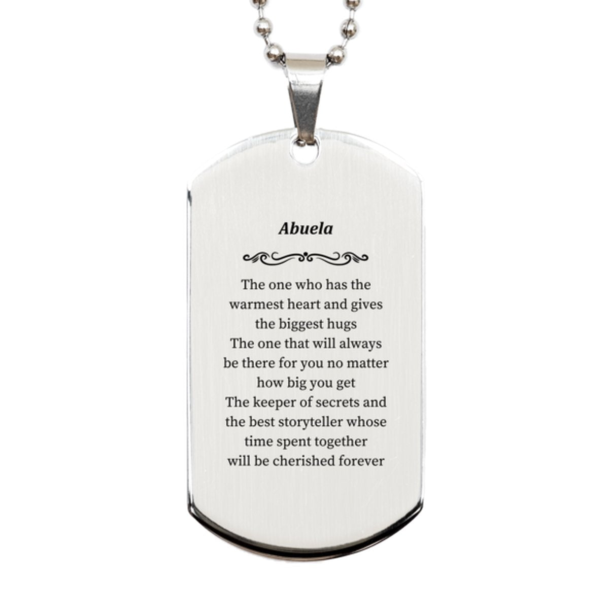 abuela silver dog tag the keeper of secrets and best storyteller perfect gift for grandma veterans day christmas inspirational jewelry