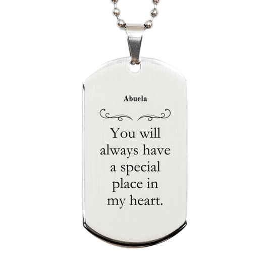 abuela silver engraved dog tag you hold a special place in my heart unique gift for abuela birthday christmas veterans day graduation easter dog tag necklace for abuela