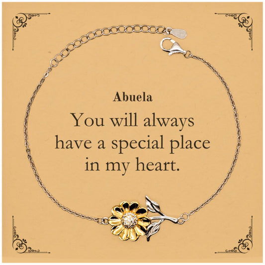 abuela sunflower bracelet always in my heart engraved gift for grandma on mothers day christmas birthday unique handmade jewelry to show love appreciation and gratitude