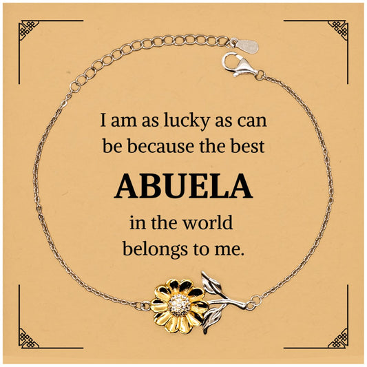 abuela sunflower bracelet engraved inspirational jewelry for grandma birthday christmas graduation gift lucky as can be