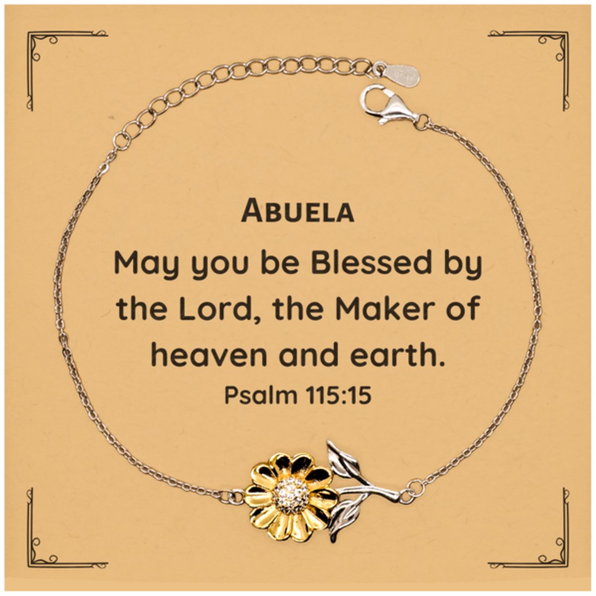 abuela sunflower bracelet psalm 115 15 engraved inspirational gift for christmas birthday graduation