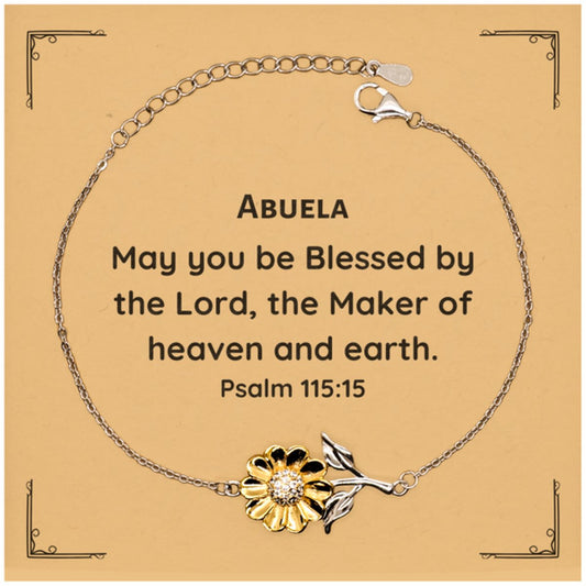 abuela sunflower bracelet psalm 115 15 engraved inspirational gift for christmas birthday graduation