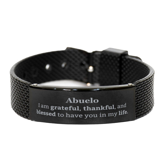 abuelo appreciation gifts i am grateful thankful and blessed thank you black shark mesh bracelet for abuelo birthday inspiration gifts for abuelo