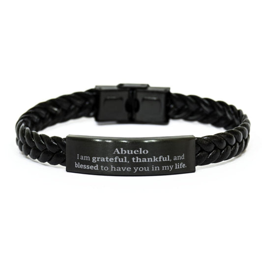 abuelo appreciation gifts i am grateful thankful and blessed thank you braided leather bracelet for abuelo birthday inspiration gifts for abuelo