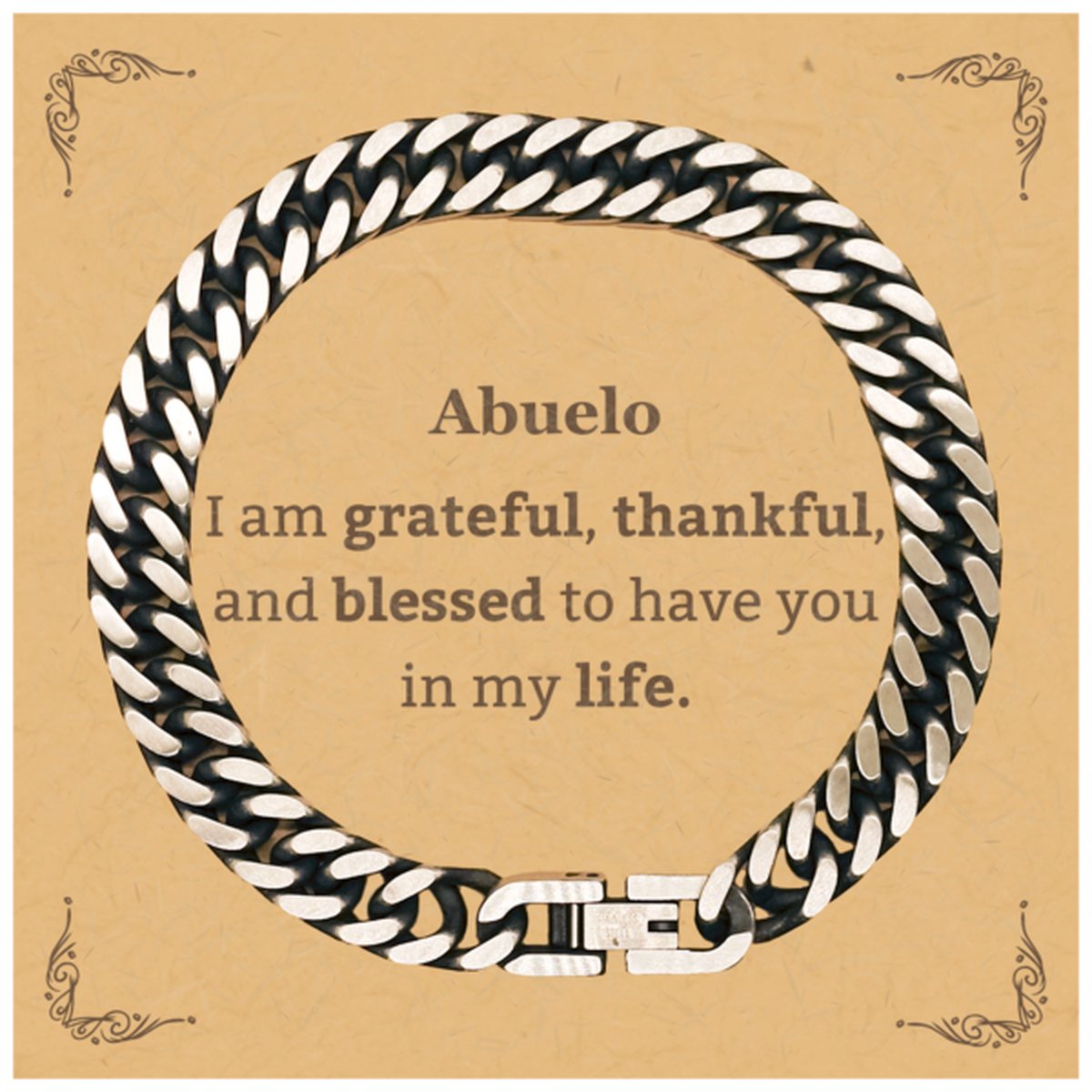 abuelo appreciation gifts i am grateful thankful and blessed thank you cuban link chain bracelet for abuelo birthday inspiration gifts for abuelo
