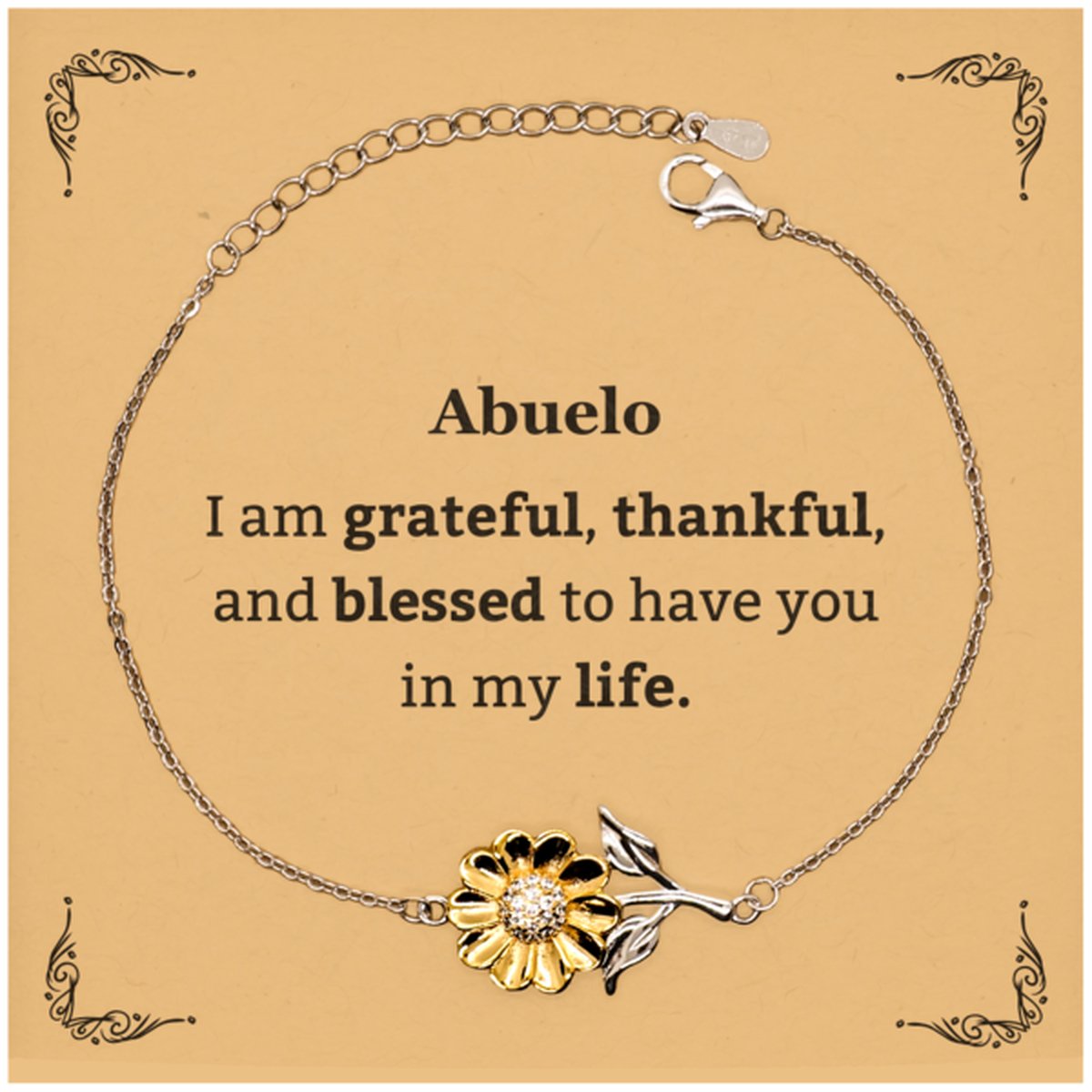 abuelo appreciation gifts i am grateful thankful and blessed thank you sunflower bracelet for abuelo birthday inspiration gifts for abuelo