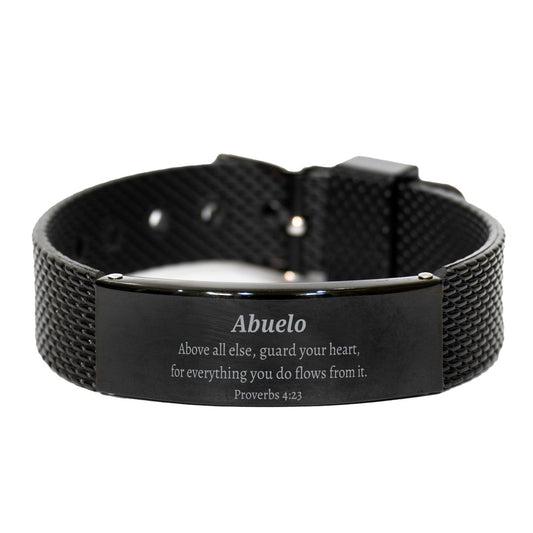 abuelo black shark mesh bracelet guard your heart inspirational gift for veterans day fathers and grandfathers unique christmas present for him confidence and strength jewelry