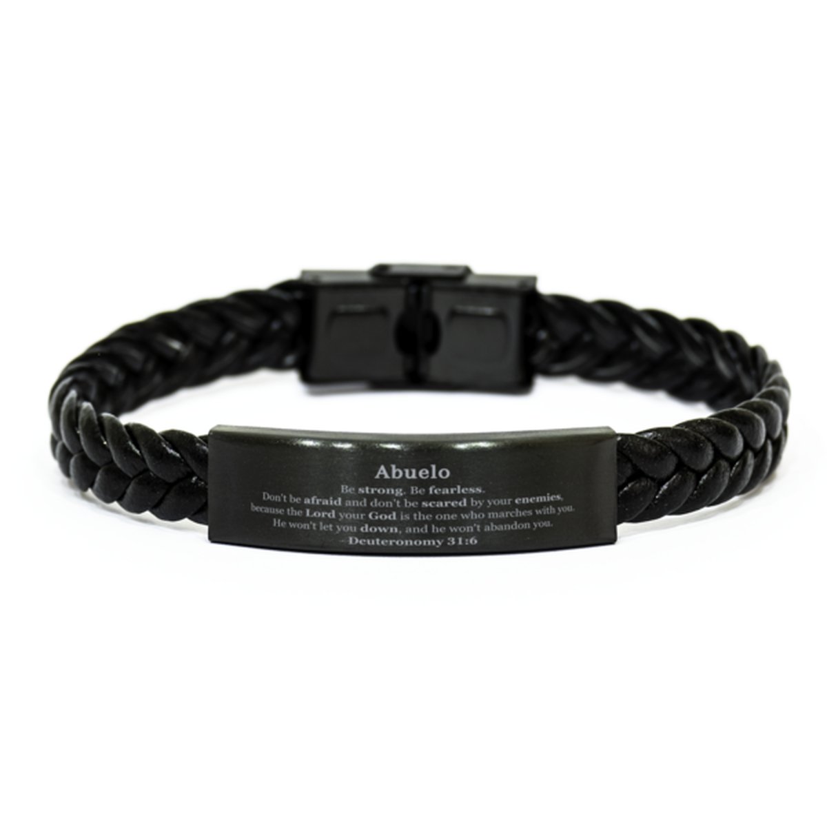 abuelo braided leather bracelet be fearless the lord marches with you inspirational gift for veterans day christmas birthday