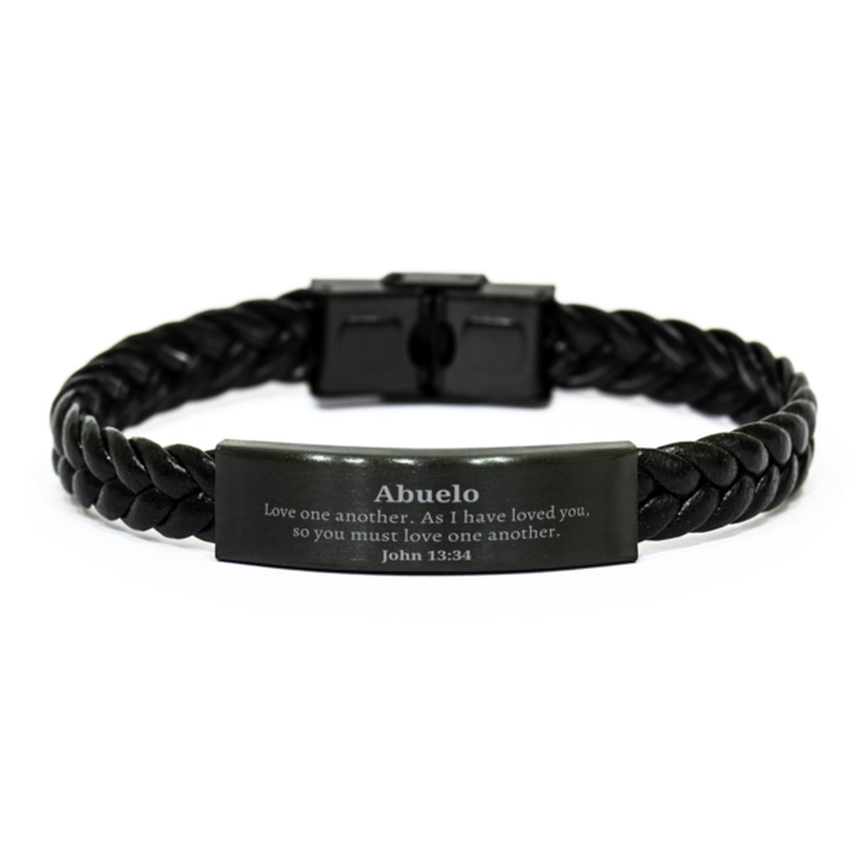 abuelo braided leather bracelet love one another inspirational jewelry gift for grandfather birthday christmas graduation