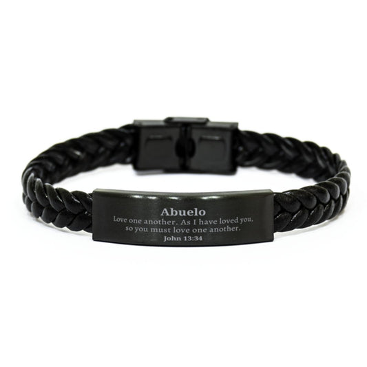 abuelo braided leather bracelet love one another inspirational jewelry gift for grandfather birthday christmas graduation