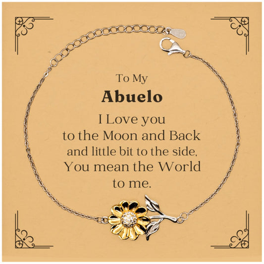 abuelo sunflower bracelet engraved gift for grandpa birthday christmas veterans day i love you to the moon and back