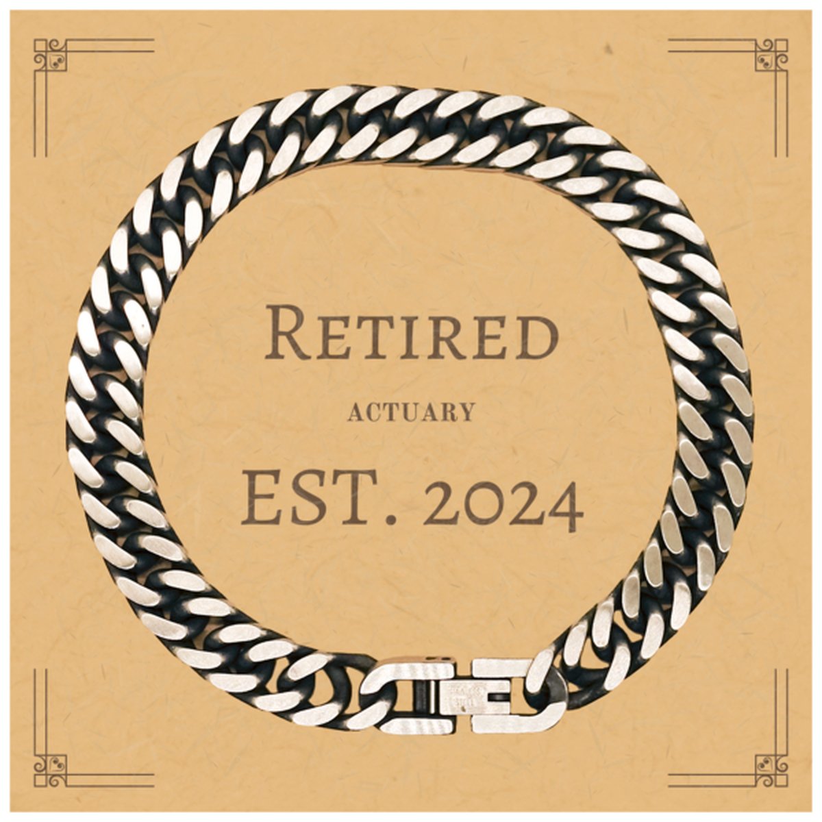 actuary cuban link chain bracelet retired est 2024 engraved gift for men and women