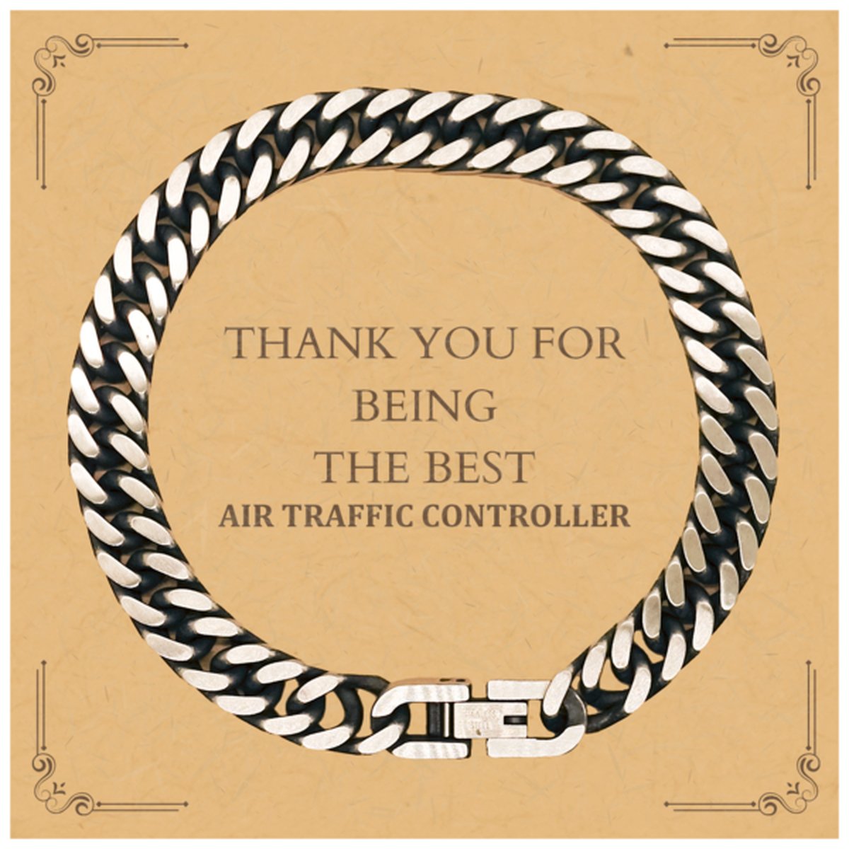 air traffic controller cuban link chain bracelet thank you for being the best perfect gift for graduation birthday christmas and more
