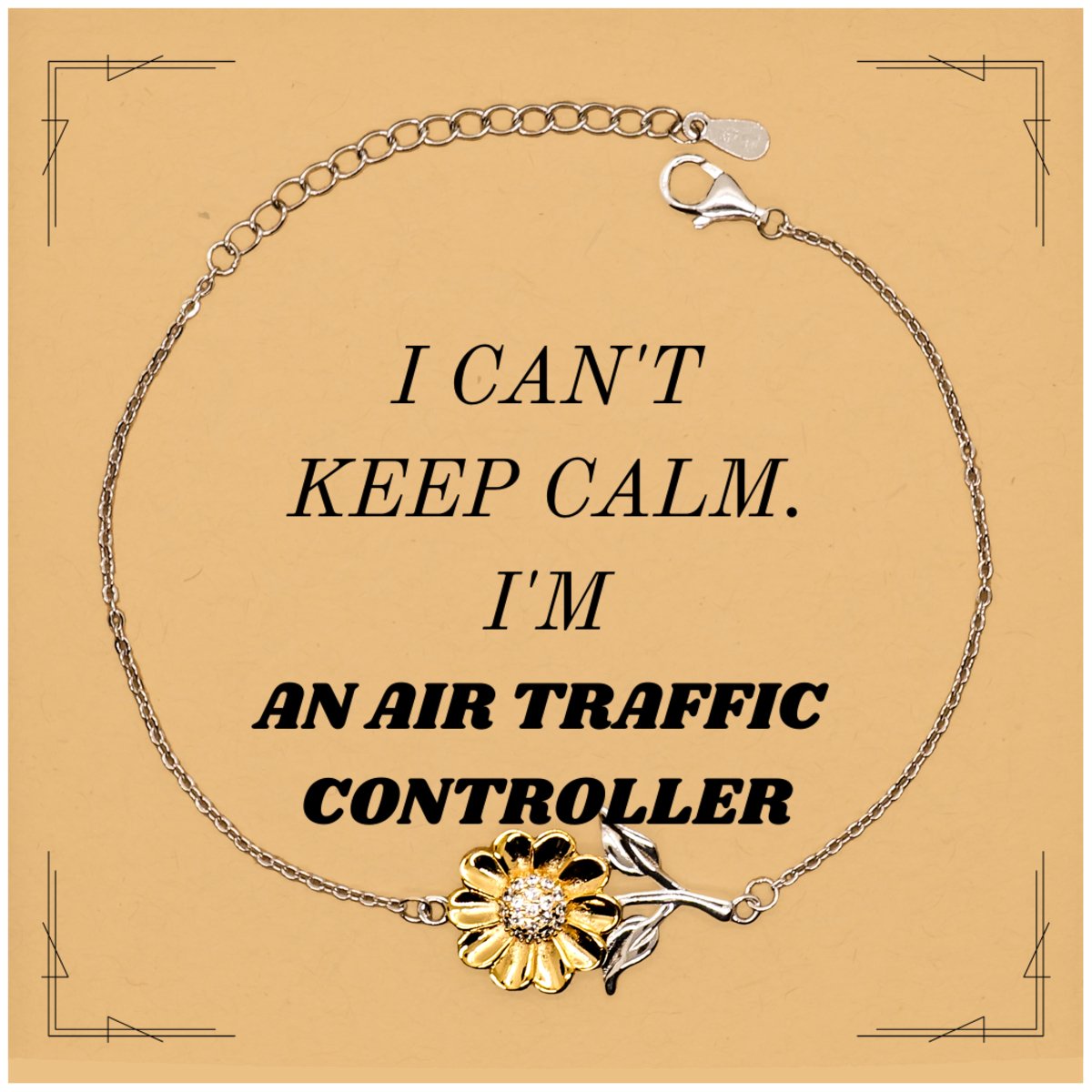 air traffic controller sunflower bracelet i cant keep calm engraved gift for christmas and birthday
